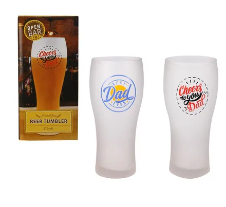 Beer Glass Frosted With Decals, 570ml