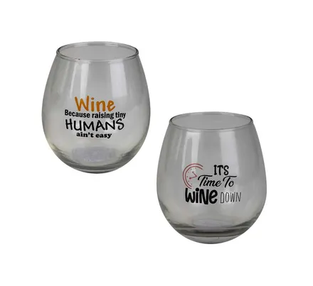 Stemless Wine Glass With Print, 475ml