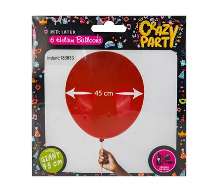 Red 45cm Balloons, 6-Pack