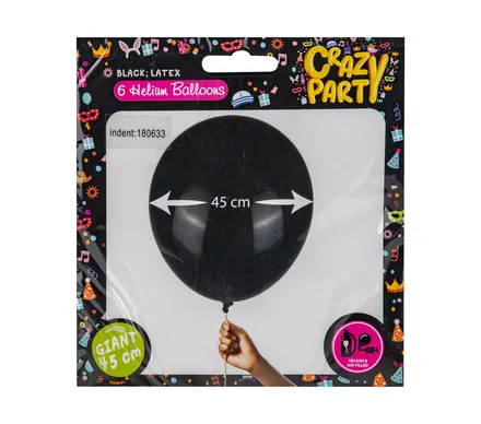 Black 45cm Balloons, 6-Pack