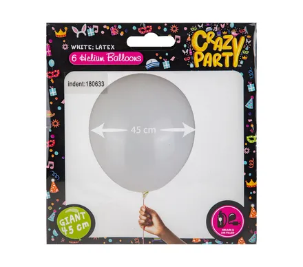 White 45cm Ballons, 6-Pack
