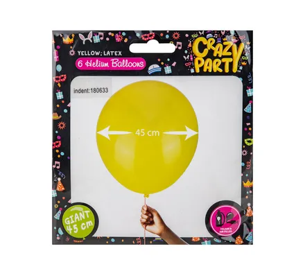Yellow 45cm Ballloons, 6-Pack