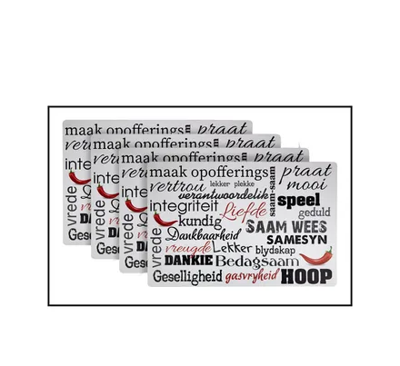 Placemat Set 4 Piece 43 X 29cm Afrikaans