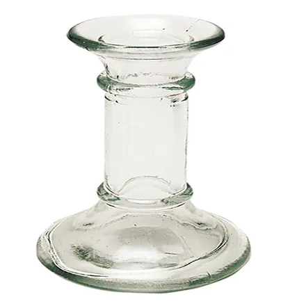 Clear Glass Candle Holder, 13cm