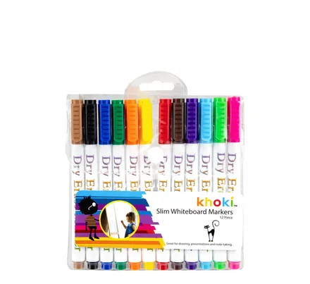 Slim Whiteboard Markers, 12-Piece