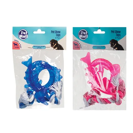 Puppy Toy Rubber And Rope 4 Pack