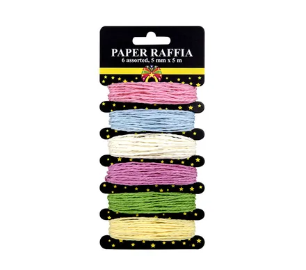 Raffia Twine, 6 Assorted Colours