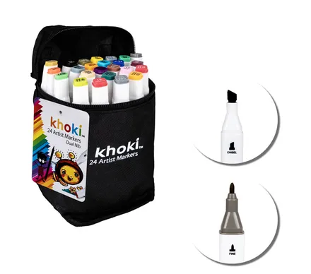 Dual Nib Artist Markers, 24-Piece