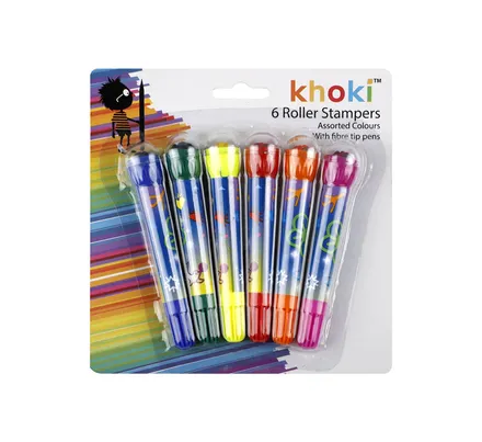 Felt Tip Pens With Rollerstamp, 6-Piece