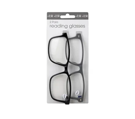 Reading Glasses +2.5 Twin Pack Assorted