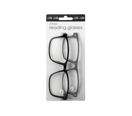 Reading Glasses +3 Twin Pack Assorted