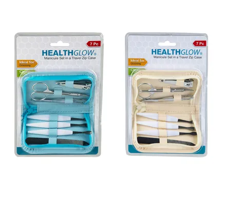 Manicure Set In Leather Zip Bag, 7-Piece