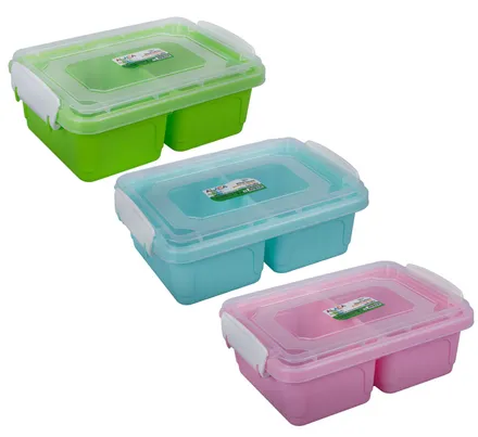Clip Lock Lunch Box Two Divisions 500ml