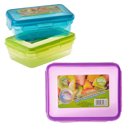 Clip Lock Lunch Box 850ml, 17 X 11 X 6cm