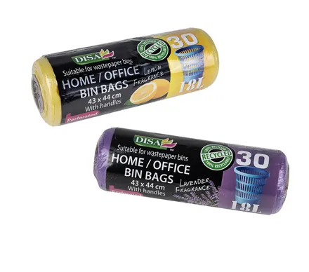 Scented Refuse Bags With Handles, 30-Pcs