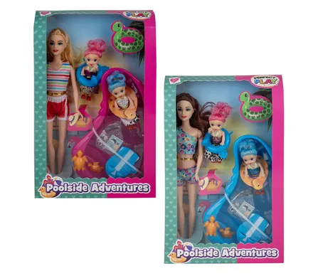 Family Pool Doll Playset, 30cm