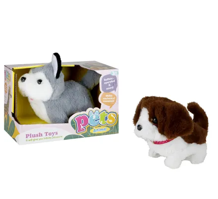 Stuffed Dog Walking Barking, 14cm