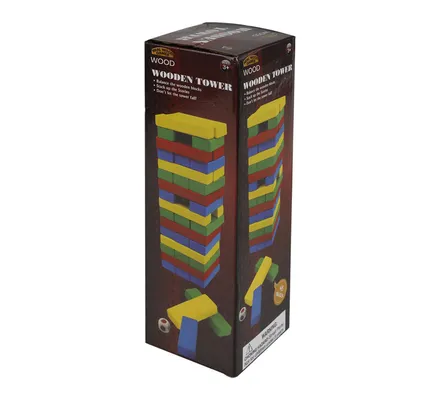 Wooden Tower Game Colour Blocks