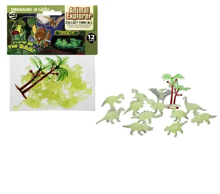 Glow In The Dark Dinosaurs, 12-Piece
