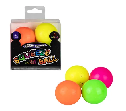 Mini Neon Stress Balls, 4-Piece